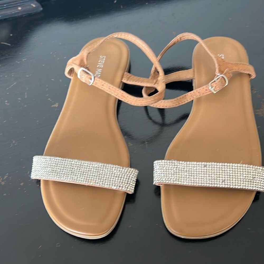 Steve Madden Kid’s Girls Dime Rhinestone Strappy Sandal in Silver